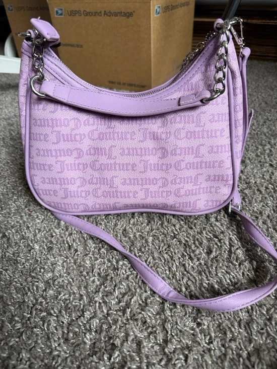 Juicy Couture Exclusive State of my Heart Shoulder Lavender Logo Bag - Picture 7 of 12
